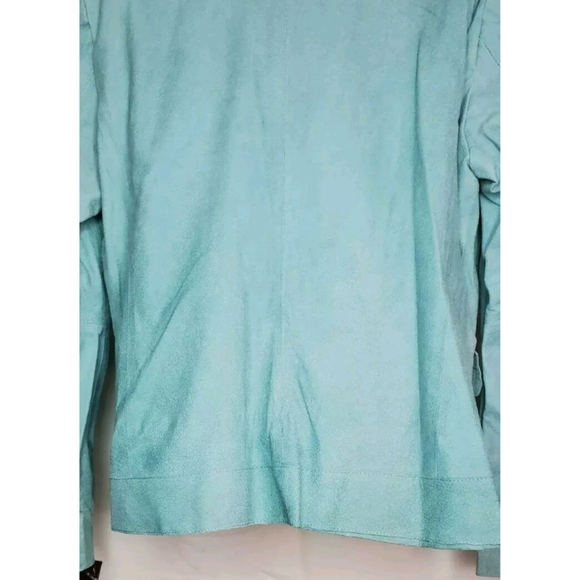 NWT Women Pamela McCoy Mint Green Leather Jacket with Pockets and Button Size M - Picture 7 of 12
